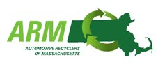 Logo of Automotive Recyclers of Massachusetts with green text and a recycling symbol.